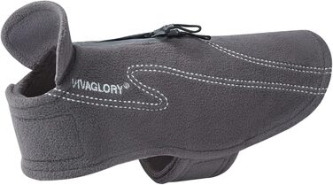 Тепла флісова куртка для собак VIVAGLORY Cozywrap Wintermantel, з отвором для шлейки, відбиваючі елементи, регульована, сірого кольору, XXS (обхват грудей 29-40 см)
