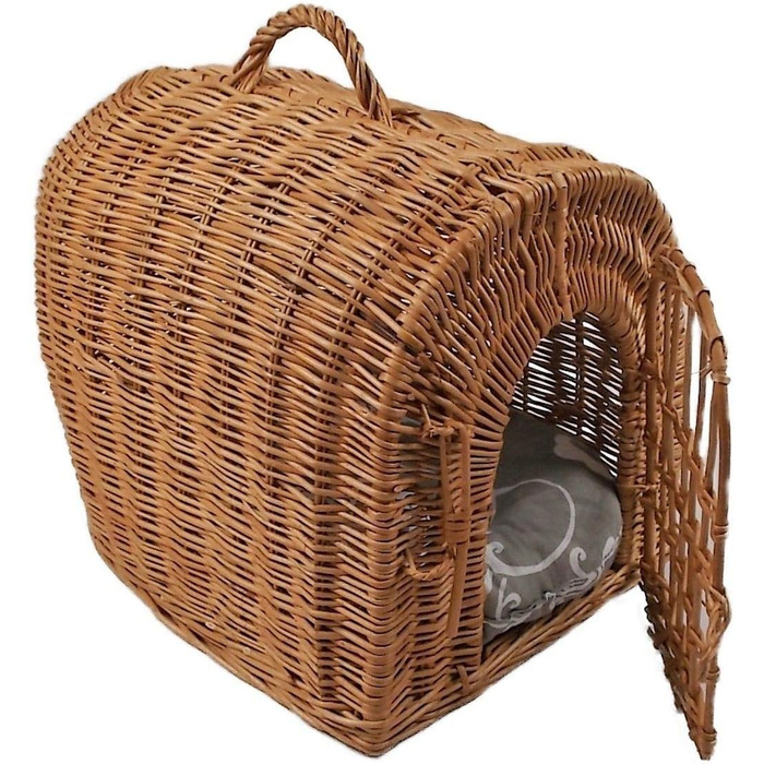 Транспортний кошик з плетива з подушкою 40x32x40 см, клітка для кота/собаки