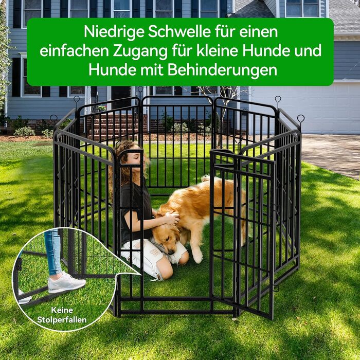 Кіягро вольєр для цуценят 544см, 100см висотою, 8-секційний розкладний вольєр для тварин з дверима, вольєр для собак, котів, кроликів, для саду, без інструментів, 8 секцій