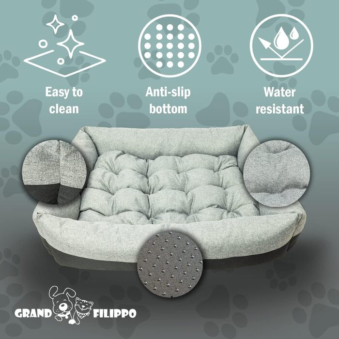 Лежанка для собак вологостійка 75x65x20 см сірого кольору - лежанка-кошик для маленьких та великих собак з неслизьким дном