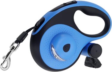 Леєнка для собак MoYouno 8 м з відтягувачем та тримачем для пакетів, синього кольору