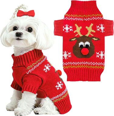 Святковий пуловер для собак, теплий, з рожевим оленем, червоний, для вихідних, з короткими рукавами, X-Large