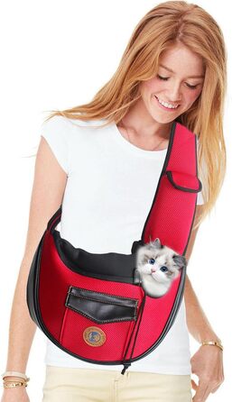 PETCUTE Сумка-переноска для собак, для маленьких собак, переноска для цуценят, дихаюча сітка, транспортна сумка, 9 кг, червона