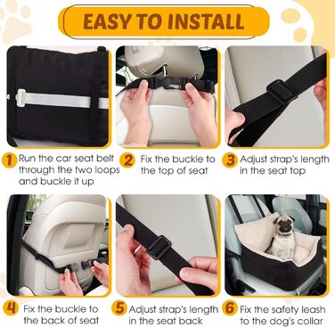 Автомобільний аксесуар для собак Aevcvok: зручний крісло-підставка для маленьких собак, чорного кольору, з безпечною лінією