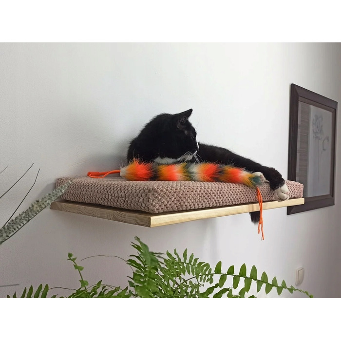 Настінна полиця для котів Cat's Atelier Cozy Nook, 60x37x6 см, натуральна