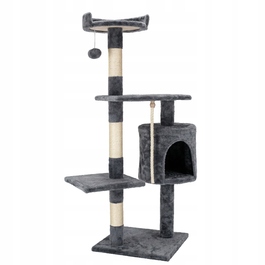 Когтеточка для котів Be-Active.pl сіра, 117 см, з будинком, 5 рівнів, сизаль