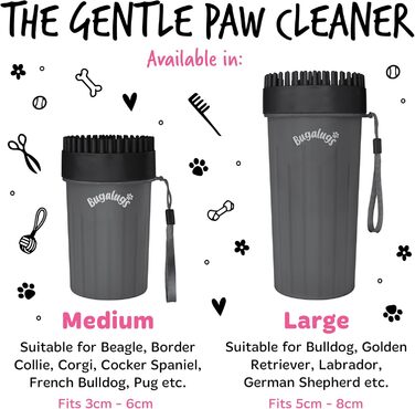 Очисник лап для собак BUGALUGS - портативний душ для лап для собак та котів (Великий, чорний)