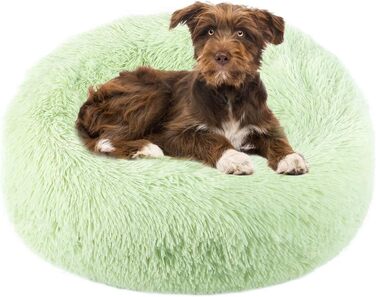 Кругле ліжко для собак та котів Donut, м'яке плюшеве, миється, 100 см, зелене