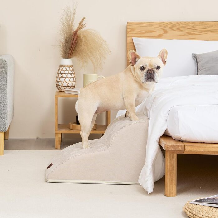 Сходинки для собак EHEYCIGA - 50 см, для маленьких собак, на диван/ліжко, з високощільним губчатим матеріалом, знімний та миючий чохол, антиковзаюча поверхня, 4 сходинки, сірий (40 x 50 x 30 см)