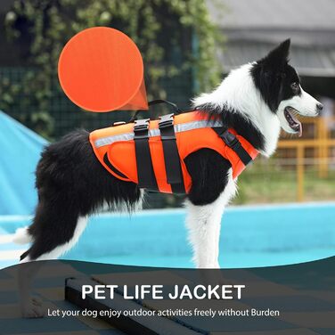 Рятувальний жилет для собак PETCUTE з ручкою та світловідбиваючими елементами, для малих, середніх та великих собак, для плавання, катання на човні та каяку (L)