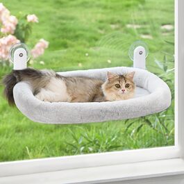 Zoratoo підвіконна котяча гойдалка без мотузок, лежак для котів з м’якою подушкою, знімний чохол, металевий каркас, підвісне ліжко для котів на вікно, 4 присоски, для великих домашніх котів