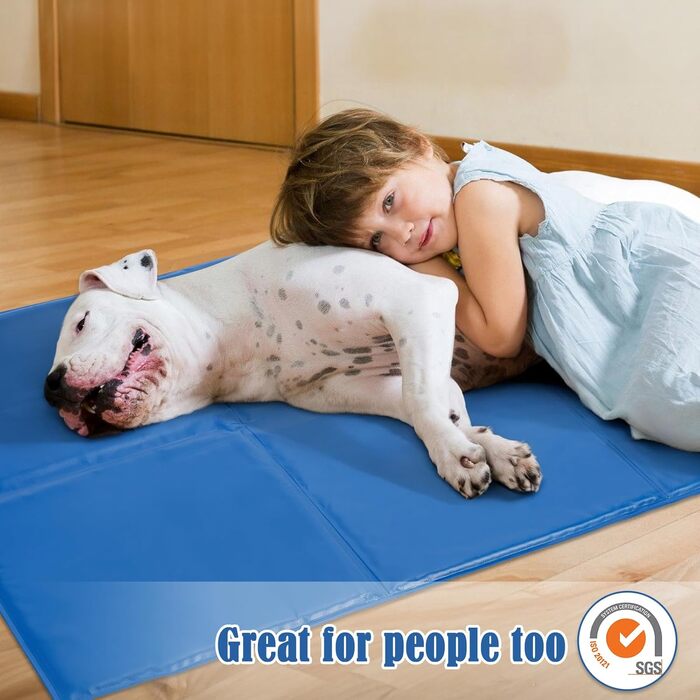 Велика охолоджуюча килимок Ownpets 100x60 см для собак і котів, самохолодний мат, синій, нетоксичний гель, XXL без малюнка