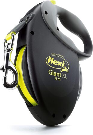 Рулетка Flexi Giant XL 8 м для великих і сильних собак, чорна/неонова жовта