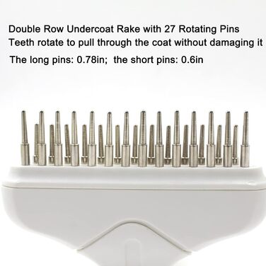 Гребінець для собак - сталевий гребінець для видалення шерсті та розпушування, одинарний/подвійний ряд з обертовими шпильками. Для видалення шерсті, розплутування ковтунів у собак, котів, кроликів, рожевий.