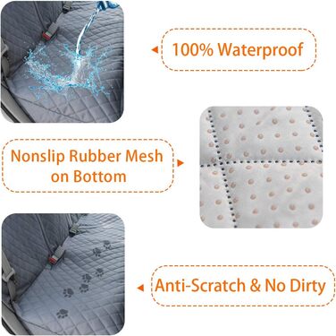 Авточохол на сидіння для собак з віконцем та боковою клапаною, водовідштовхуючий та нековзний, для автомобілів, вантажівок та SUV (144 см x 129 см)