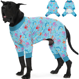 Піжама для собак, еластична, одноцільна, для великих собак, тепла, блакитна (XXXXXL)