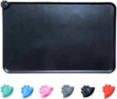 Силіконовий килимок для собак та котів, вологостійкий, неслизький, для мисок, корму для котів та собак, з піднятими краями для запобігання розбризкування (зелений, чорний)