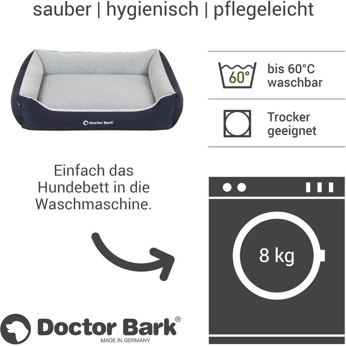 Ліжко для собак Doctor Bark Kleine Hunde - зручне та м'яке, з можливістю прання, міцне, зелений колір (XL, 110x85 см)