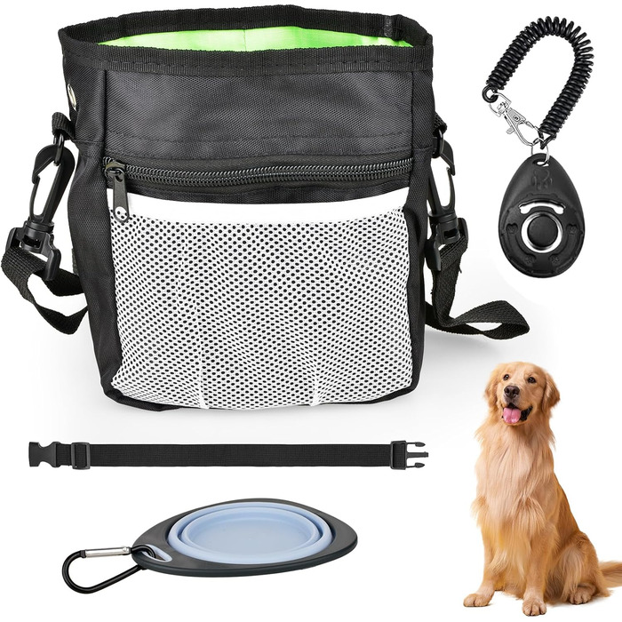 Сумка для ласощів для собак CONLI з портативним мискою та клікером для тренувань, диспенсер для пакетів, аксесуар для дресирування