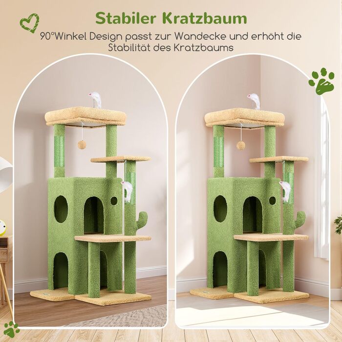 Кігтеточка Globlazer XL для великих котів та літніх тварин з будиночком, платформами та іграшками, 127 см