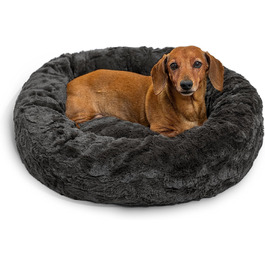 Лежак для собак Best Friends by Sheri Calming Donut, штучне хутро, норкова сіра, 58x58 см