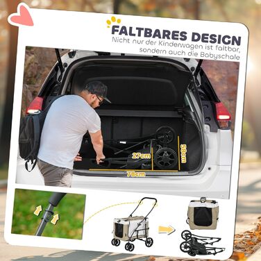 PawHut 2-в-1 візок для собак та котів, розкладний, до 10 кг, з подушкою, сітковими віконцями, дверима та кошиком для зберігання, темно-зелений (хакі)