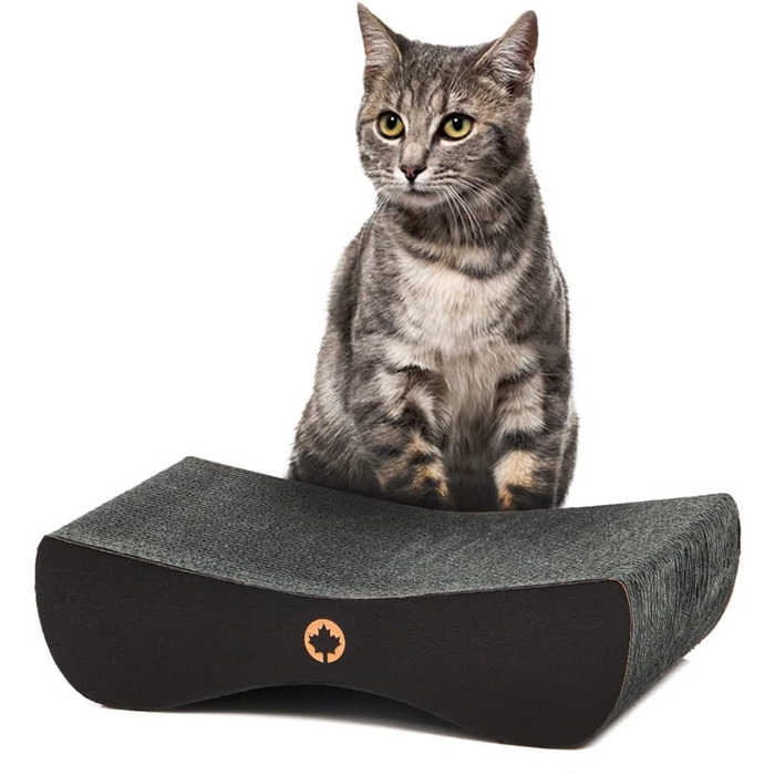 Котячий будиночок Kratzbrett Satellite SMALL Black Edition: когтеточка з картонної поверхні та котячої м'яти, 37x10x23 см