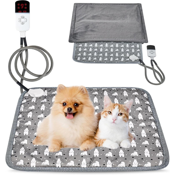 Грілка для котів та собак, килимок з підігрівом, 45 x 45 см, регулювання температури та таймер