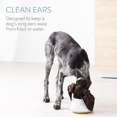 Навіс для собак Navaris Design з кераміки - велика миска для корму - годівниця для собак - миска для кокер-спанієля та довговухих собак - миска для собак біло-блакитно-жовтого кольору