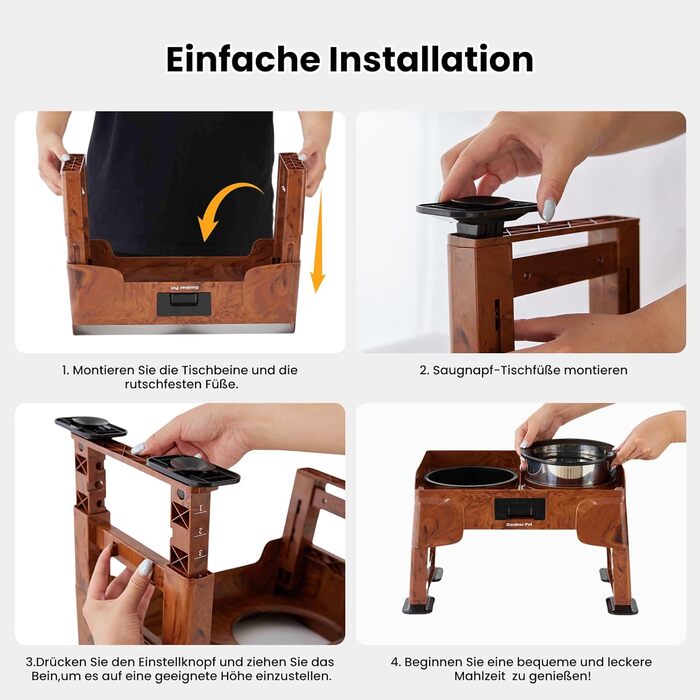 Підвищена годівниця для собак Gardner, 2-в-1: миска для води без розливання та миска для повільного годування з регульованою висотою, 5 рівнів, протиковзна годівниця для середніх та великих собак