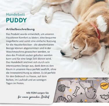 Килимок для собак FDM Puddy, 70x60 см, водонепроникний, з ефектом пам'яті, для маленьких собак, знімний чохол, миючий, сірий з жовтим