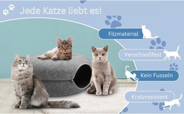 Котяча хатинка-тунель для котів, ігровий комплекс з лежаком, кріпким когтеточкою, знімний тунель, темно-сірий, 60x60x28 см
