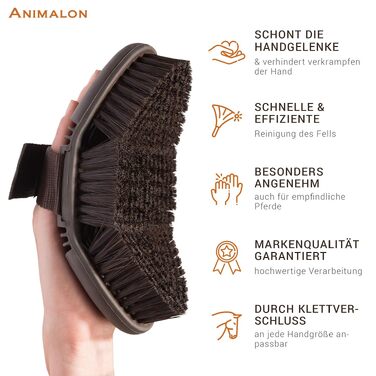 Гнучка ергономічна щітка-кардза Animalon CareFlex для чищення коней з кріпленням на липучці, аксесуари для догляду за кіньми