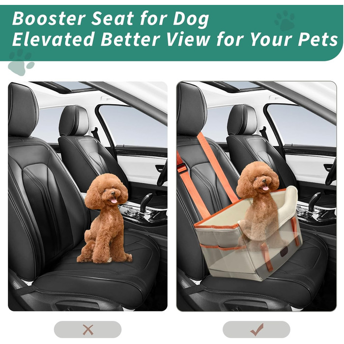 Автокрісло для собак, корзина для собак у машину, водовідштовхувальне, складане з фіксатором, для маленьких собак до 8 кг, на передні та задні сидіння, хакі