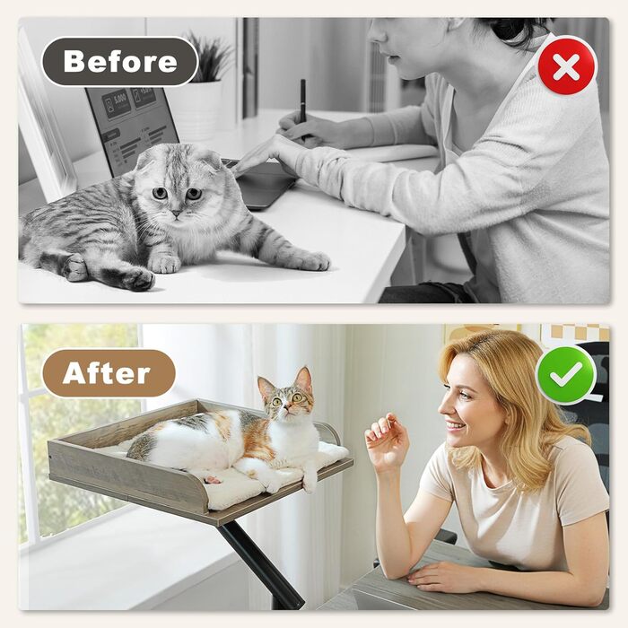 Кішка лежанка PAWZ Road на стіл, дерев'яна, обертова, регульована, гамак для кігтів, до 23 кг, сіра