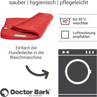 Doctor Bark М'яка флісова ковдра для собак, гігієнічна, пральна до 95°C, для дивана й лежака, 120x90 см, червона, Німеччина