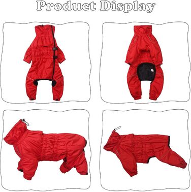 Зимовий комбінезон для собак з ніжкою, водонепроникний, з флісовою підкладкою, вітростійкий, світловідбиваючий, для маленьких та середніх собак, червоний, XL