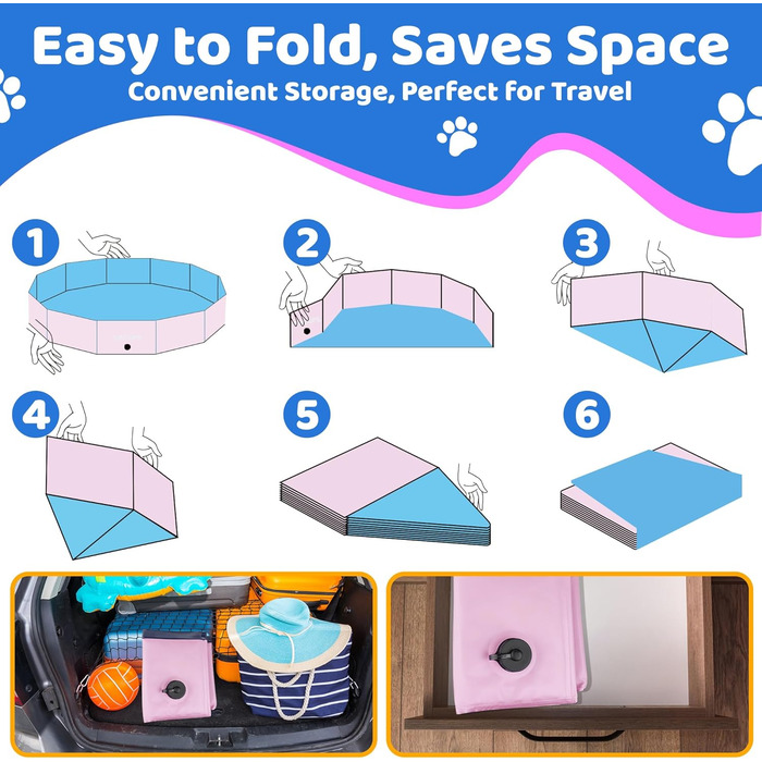 Зручний надувний басейн для собак та дітей, 220 x 30.5 см, рожевий, для дому та саду