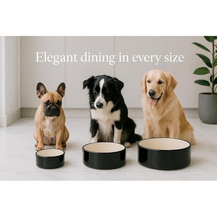 Миска для собак Flamingo Rocky з кераміки, 1700 мл, чорно-біла, для великих собак, миється в посудомийній машині