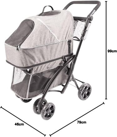 Візок для собак Laroy Group Hundebuggy Pet Buggy Deluxe сірий, 99 x 79 x 49 см, для собак з проблемами мобільності