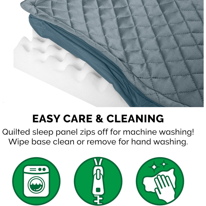 Гіркий собачий лежак Furhaven з охолоджуючим гелем, водовідштовхувальний, для собак середніх та маленьких порід, до 15,9 кг, знімний, пральний чохол, для дому та вулиці, блакитний, розмір L (91 x 69 x 8 см)