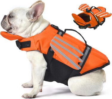 Світловідбиваюча жилетка для собак Petglad з плаваючим підборіддям, оранжевого кольору, розмір XS (обхват грудей 30-42 см)