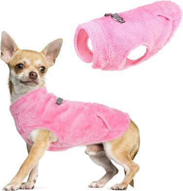 Тепла флісова жилетка для собак середніх та малих порід, рожева. З інтегрованою кишенею для повірця, підходить для холодної погоди.