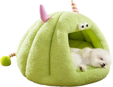 Кішка-будинок Galatée, тепле ліжко-будинок для котів та собак, м'яке ліжко для собак, затишний іглу для собак, миле картун-кімнатко для котів, ліжко для домашніх котів (L, Зелений) L Зелений