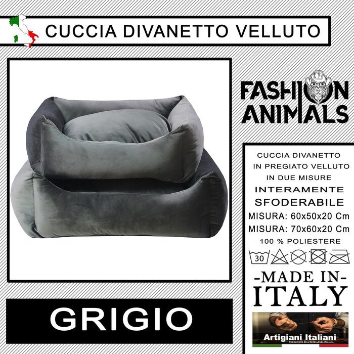 М'яке лежанка для собак та котів з блискавкою – знімне покриття з бавовняного полотна – 2 розміри (M, сірий)