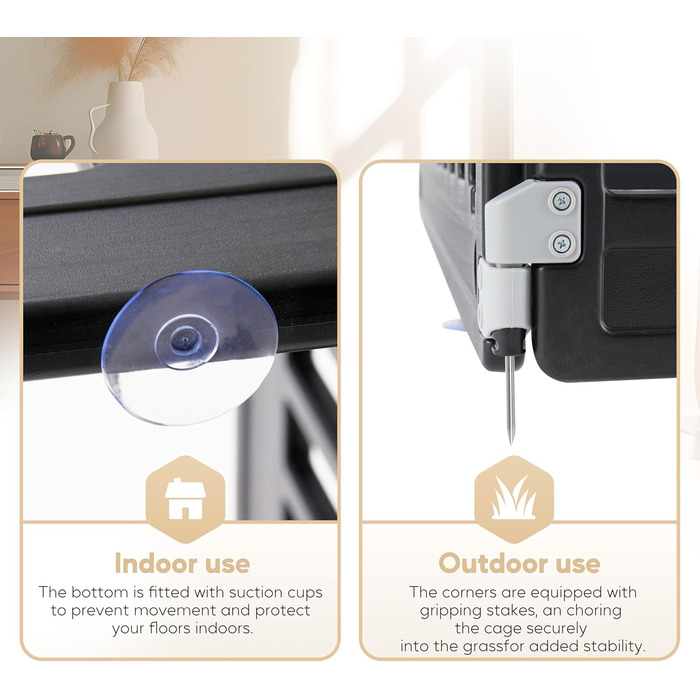 Клітка-манеж для собак Deluxe, 61 см, 6 панелей, з дверцятами, безпечна та портативна, для цуценят та маленьких собак, біла (пластик)