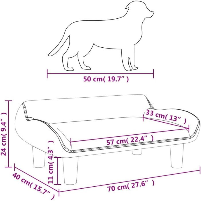 М'яке ліжко для собак та котів з велюру, 70x40x24 см, кремовий колір
