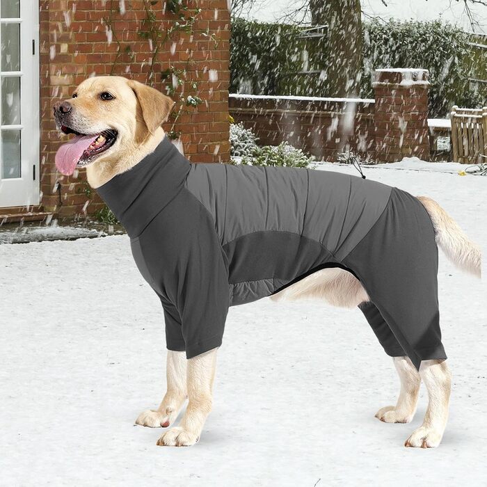 Зимовий теплий одяг для собак: куртка з високим коміром, підходить для цуценят та собак середніх та великих порід, для прогулянок, походів, кемпінгу, сірий колір, розмір L