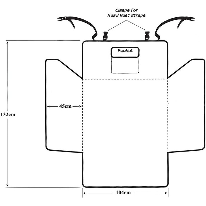Чохол на сидіння для собак XL, водонепроникний, антиковзкий, універсальний для авто, SUV, позашляховиків, вантажівок, мінівенів (HCMAX, чорний)