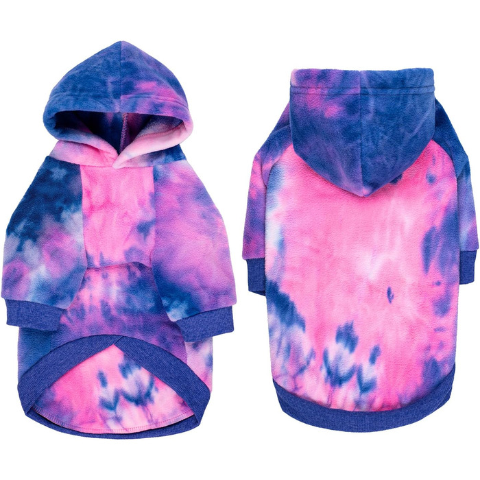 Теплий флісовий світшот з капюшоном для собак, батик, великі та середні породи (5XL, Рожевий)